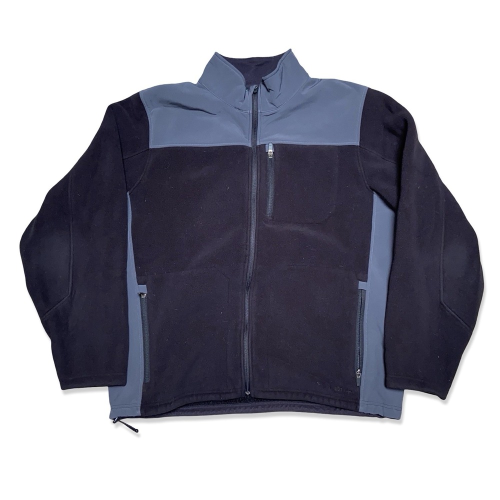 Vintage L.L.Bean Fleece Jacket Full Zip Colorblock Grey Black Size XL Mens